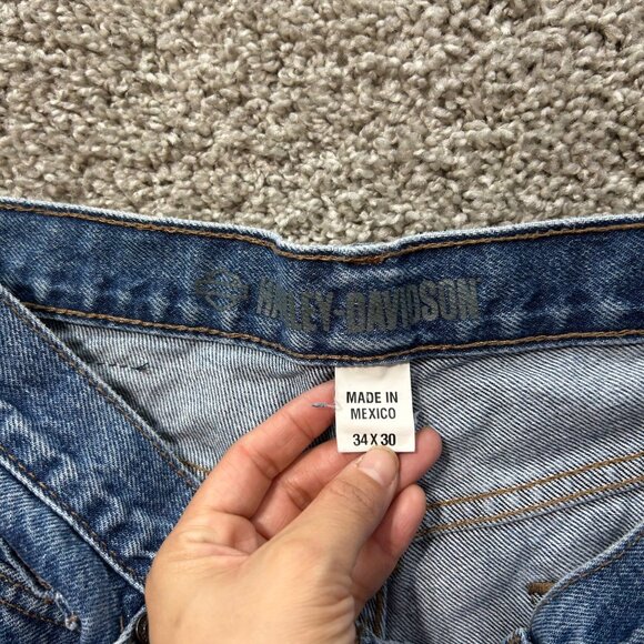 Harley-Davidson Mens Blue Denim Jeans 34x30 Straight Leg Made In Mexico - Picture 8 of 11